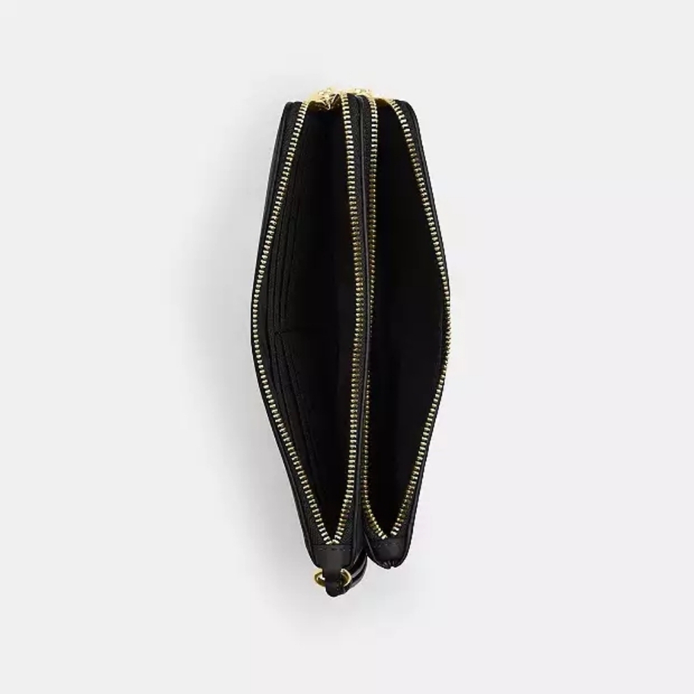 Coach Navy Wristlet with Gold Accents Double Zip Wallet - Picture 3 of 11
